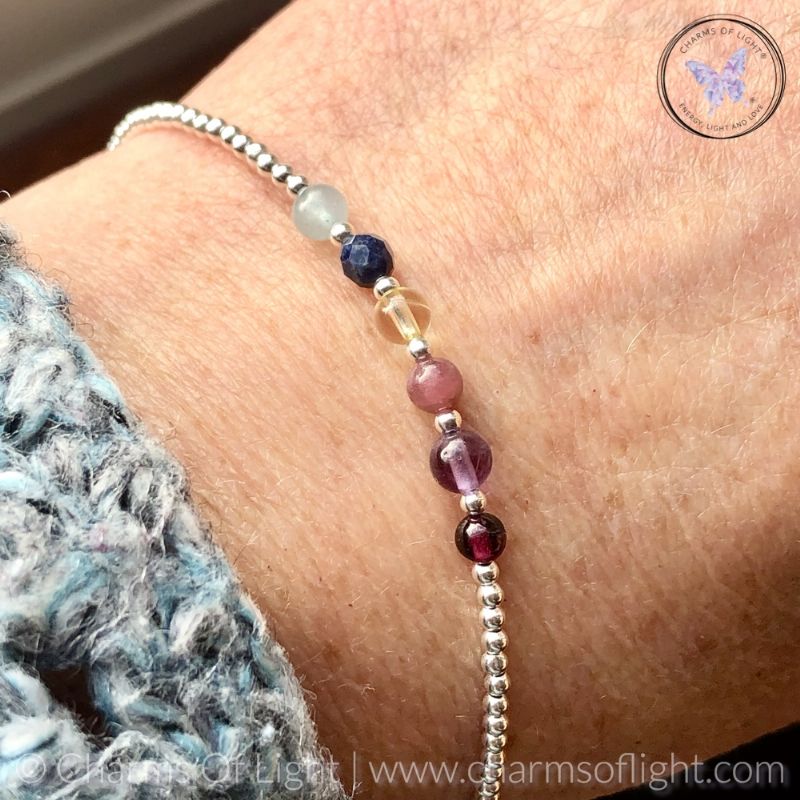 Silver Bead Birthstone Bracelet